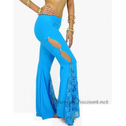 Pantalon de cours de danse orientale dentelle turquoise