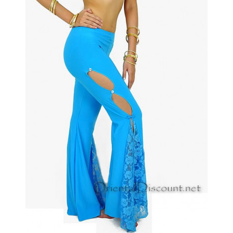 Pantalon de cours de danse orientale dentelle turquoise