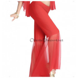 Pantalon de cours de danse orientale voilé rouge