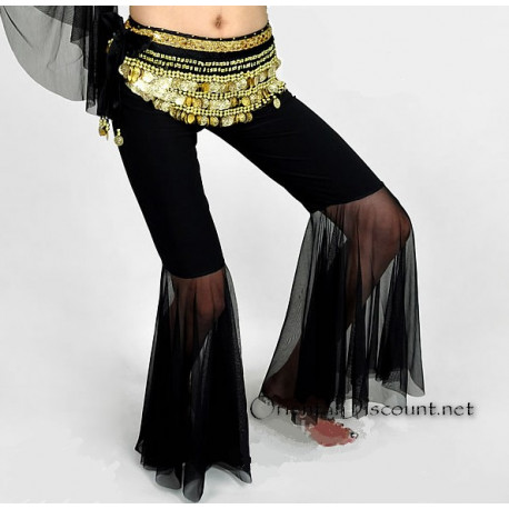 Pantalon de cours de danse orientale voilé noir