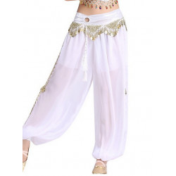 Sarouel de danse orientale blanc et doré