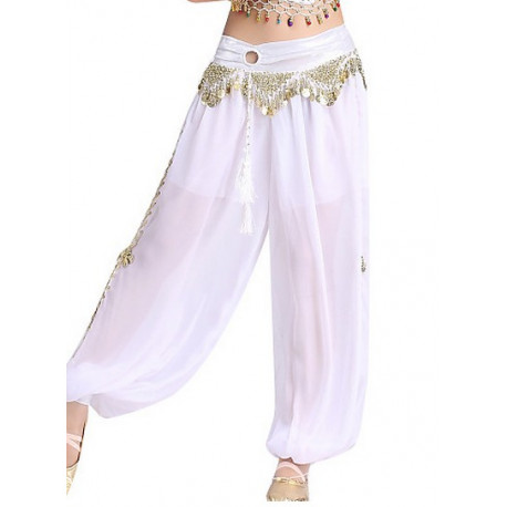 Sarouel de danse orientale blanc et doré