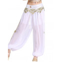 Sarouel de danse orientale blanc et doré