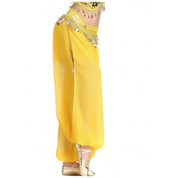 Sarouel de danse orientale jaune et doré