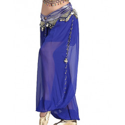 Sarouel de danse orientale bleu roy et doré
