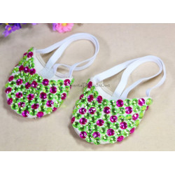 Demi pointes de danse orientale strass vert et fuschia