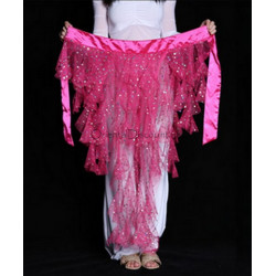 Ceinture de danse orientale à franges et paillettes fuschia