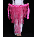 Ceinture de danse orientale à franges et paillettes fuschia