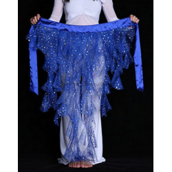 Ceinture de danse orientale à franges et paillettes bleu nuit