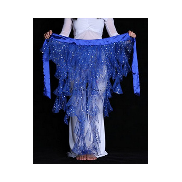 Ceinture de danse orientale à franges et paillettes bleu nuit