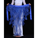 Ceinture de danse orientale à franges et paillettes bleu nuit
