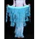 Ceinture de danse orientale à franges et paillettes bleu ciel