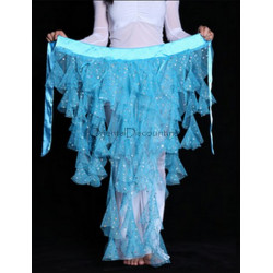 Ceinture de danse orientale à franges et paillettes bleu ciel