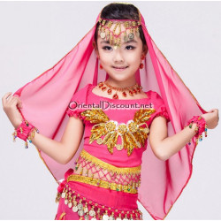 Voile de tête de danse orientale enfant fuschia