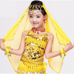 Voile de tête de danse orientale enfant jaune