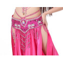 Ceinture de danse orientale perlée fuschia et strass