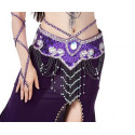Ceinture de danse orientale perlée violet et strass