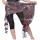 Ceinture de danse orientale jupette motifs plumes de paon rouge
