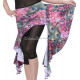 Ceinture de danse orientale jupette motifs plumes de paon rose
