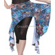Ceinture de danse orientale jupette motifs plumes de paon bleu