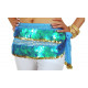 Ceinture de danse orientale pastilles turquoise et sequins dorées