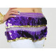 Ceinture de danse orientale pastilles violette et sequins dorées