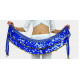 Ceinture de danse orientale pastilles bleu roy et sequins dorés