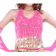 Top dos nu pailleté et sequins rose