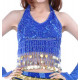 Top dos nu pailleté et sequins bleu