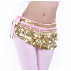 Ceinture de danse orientale velours rose et or