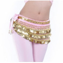 Ceinture de danse orientale velours rose et or