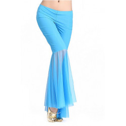 Pantalon de cours de danse orientale voilé turquoise