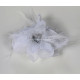 Pince double fleur à cheveux plume et strass blanc