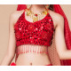 Top pailleté de danse orientale rouge
