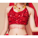 Top pailleté de danse orientale rouge