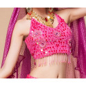 Top pailleté de danse orientale fushia