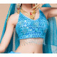 Top pailleté de danse orientale turquoise