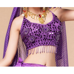Top pailleté de danse orientale violet