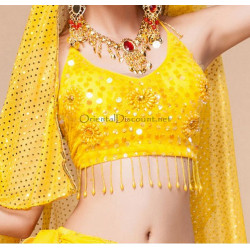 Top pailleté de danse orientale jaune