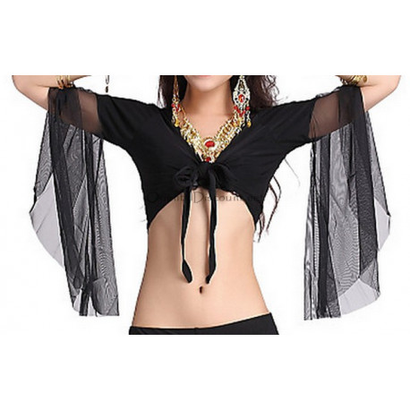 Top manches voilées de danse orientale noir