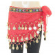 Ceinture de danse orientale enfant mousseline et pierres couleur rouge