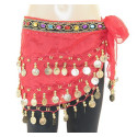 Ceinture de danse orientale enfant mousseline et pierres couleur rouge