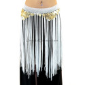 Ceinture de danse orientale à fils et sequins blanc