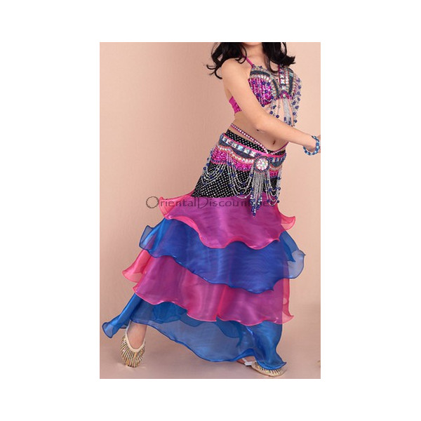 Costume de danse orientale fillette 8/ 10 ans froufrou rose et bleu