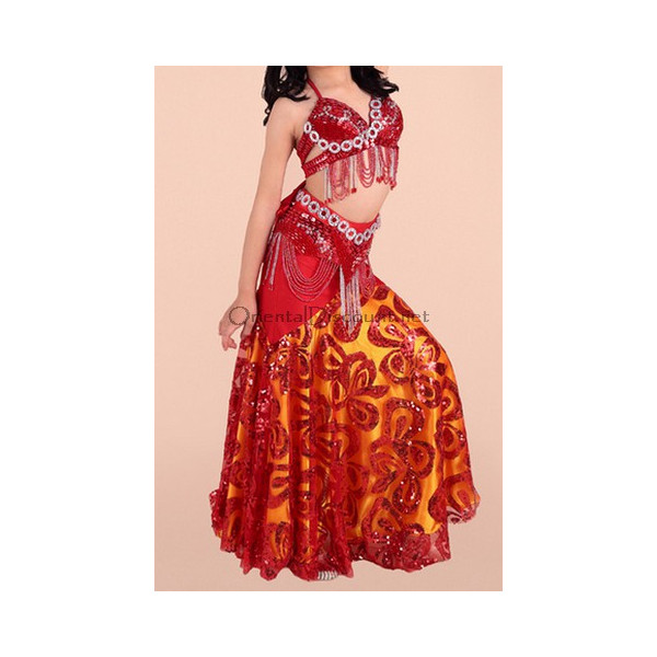 Costume de danse orientale enfant rouge