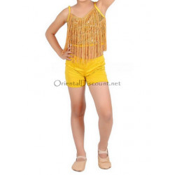 Ensemble de danse à franges enfant 2 pièces couleur or