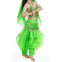 Costume de danse orientale top sarouel vert clair