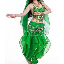 Costume de danse orientale top sarouel vert foncé