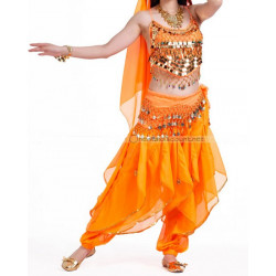 Pantalon Danse Orientale à Paillettes - Taille Unique, Nylon, Pour Danse Du Ventre, Spectacle