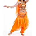 Costume de danse orientale top sarouel orange